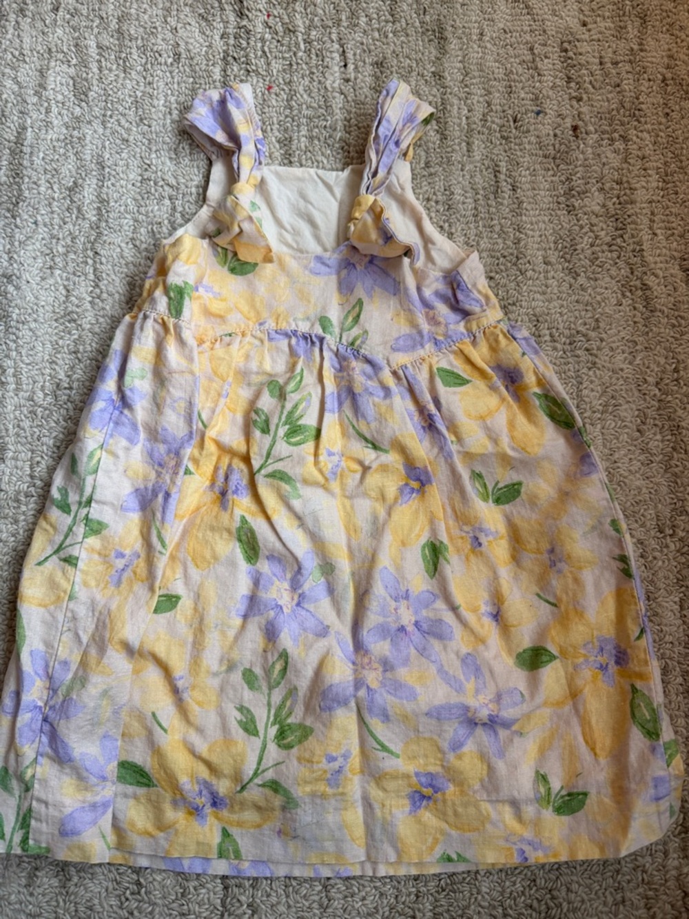 Zara Yellow and Lavender Floral Cotton Dress - Picture 2 of 3